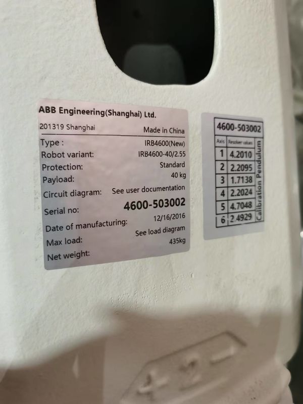 ABB IRB 4600-40/2.55 Robot 2550mm Bereik 40 kg Nutteload IP 67 Aanpasbaar voor veelzijdige automatisering